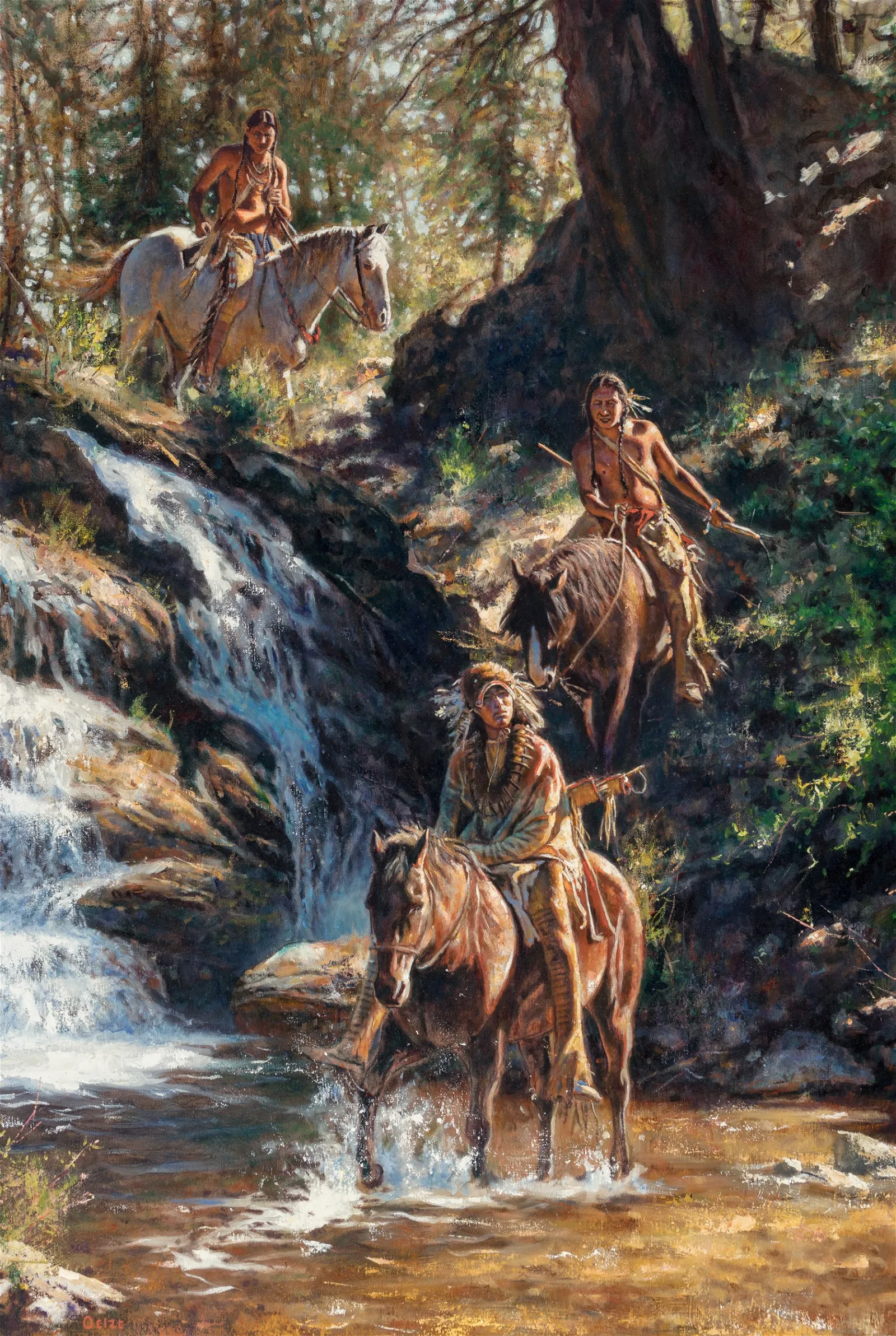 Don Oelze – Indians and Waterfall